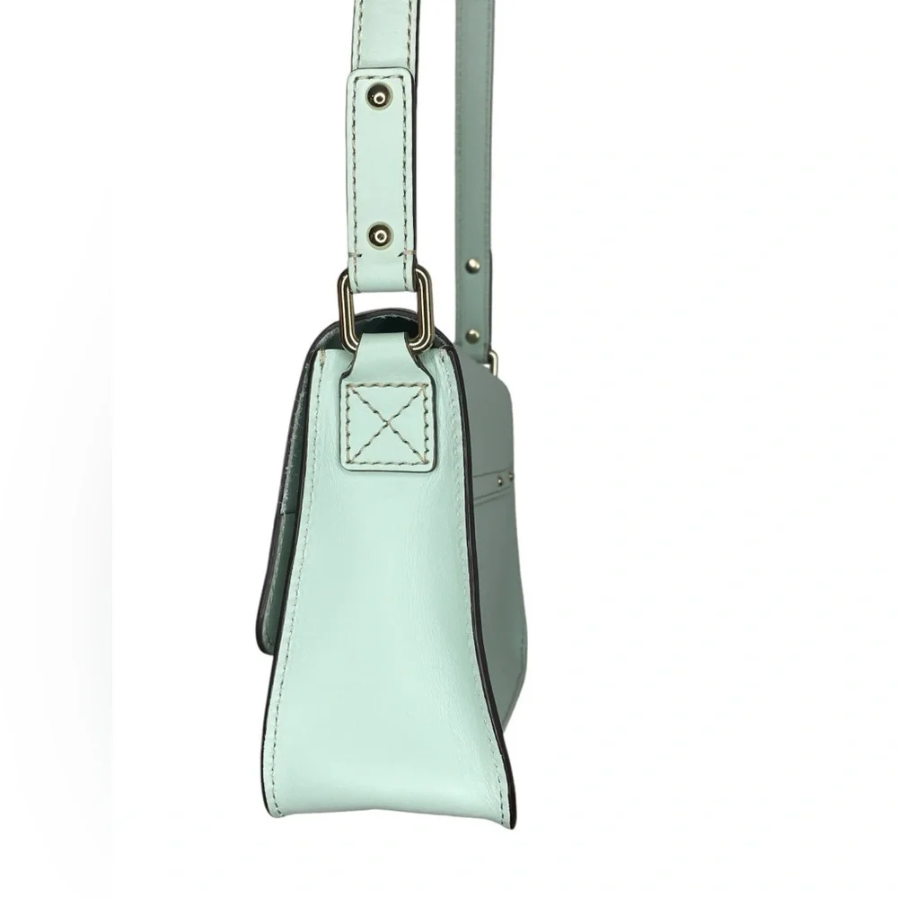 Kate Spade Essex Scout Faded Mint Genuine Leather Crossbody Satchel Flap Bag